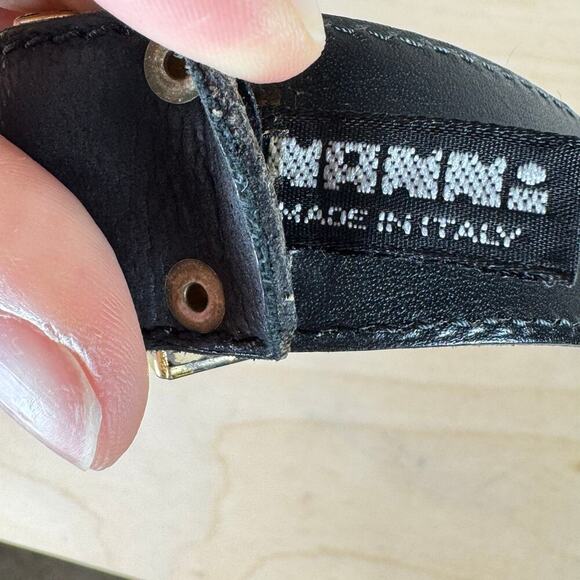 Nanni Vtg Women’s Belt Concho Black Leather 80s Made in Italy Avant Garde Glam - Picture 9 of 10